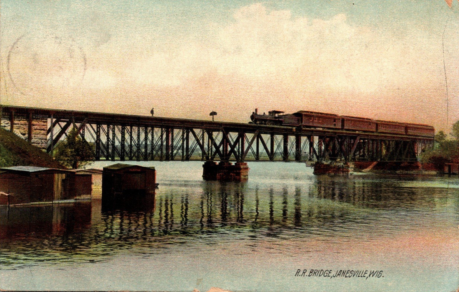 Historic postcard of previous bridge